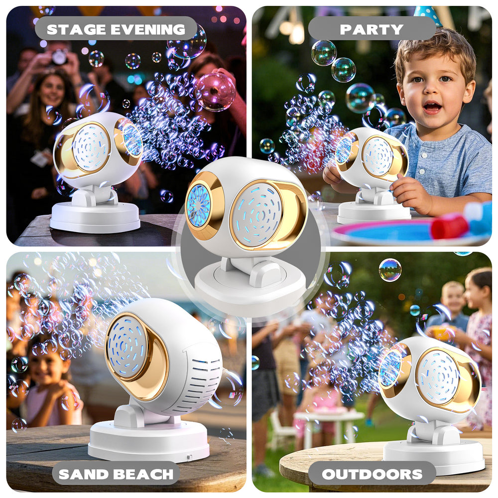 new arrival wedding stage bubble machine electric charging rotatable fully automatic light bubble gun party party