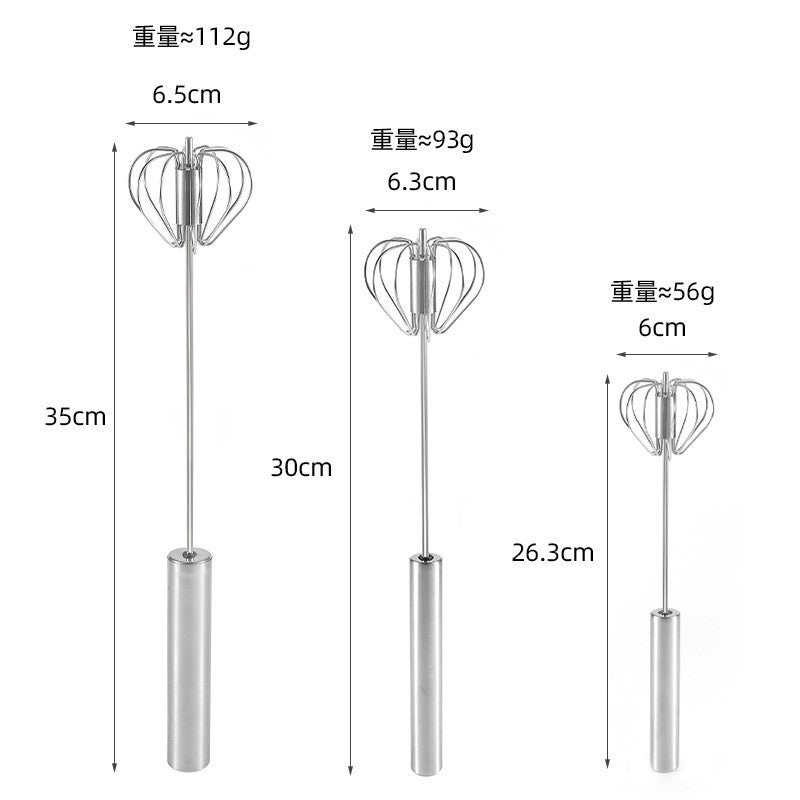 Semi-automatic stainless steel egg whisk - press and rotate cream whisk, perfect for whipping cream, eggs, and baby food