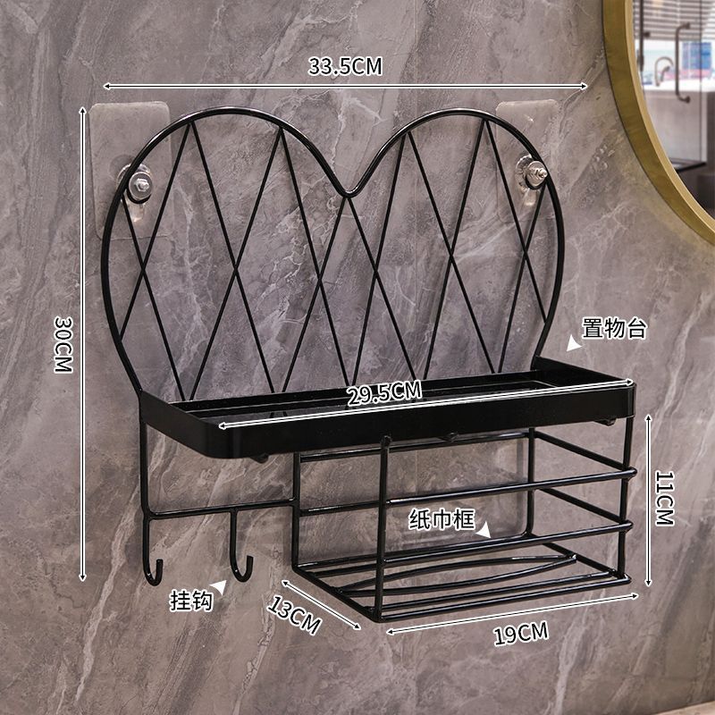 Bathroom decorative shelf wall mount - toilet paper, hair dryer, and cosmetic organizer for vanity - no drilling required