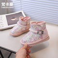 Vancahao girls' fashion sequin & beaded princess snow boots - new  winter collection, fleece-lined and extra thick kids' cotton shoes