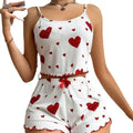 Tumu cross-border  hot-selling home clothes heart printing pajamas suitexport hot-selling suspender shorts two-piece set