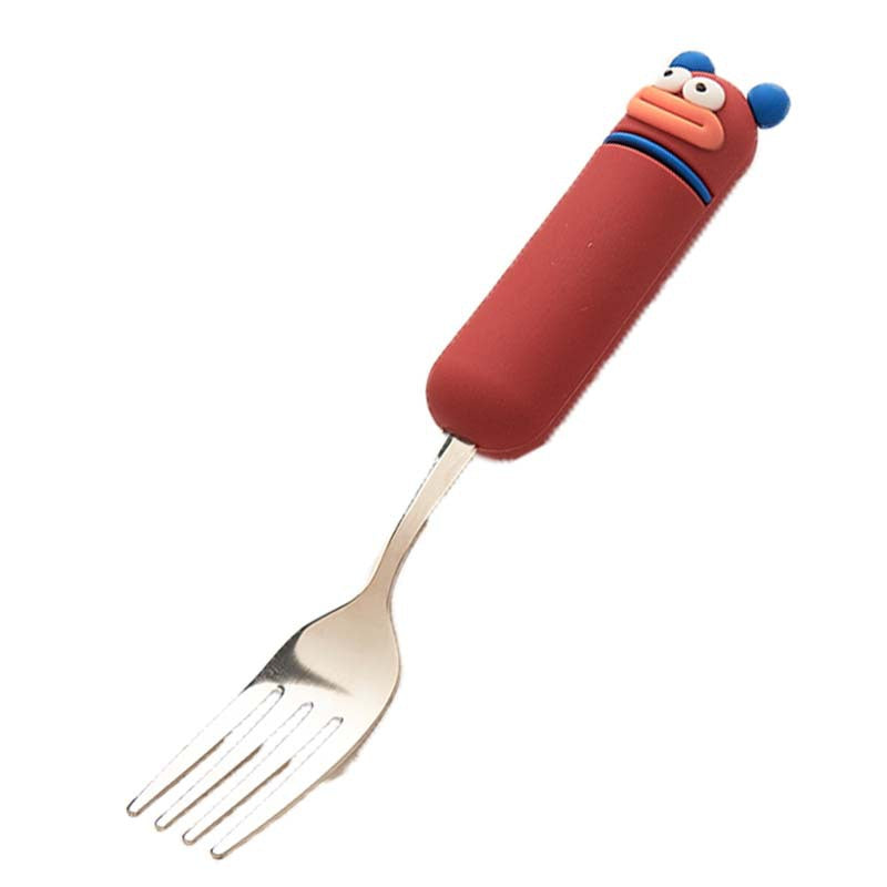 Cute cartoon fork and spoon set - high-value 304 stainless steel tableware for home use - kids' dessert forks with a fun, wide-mouth design