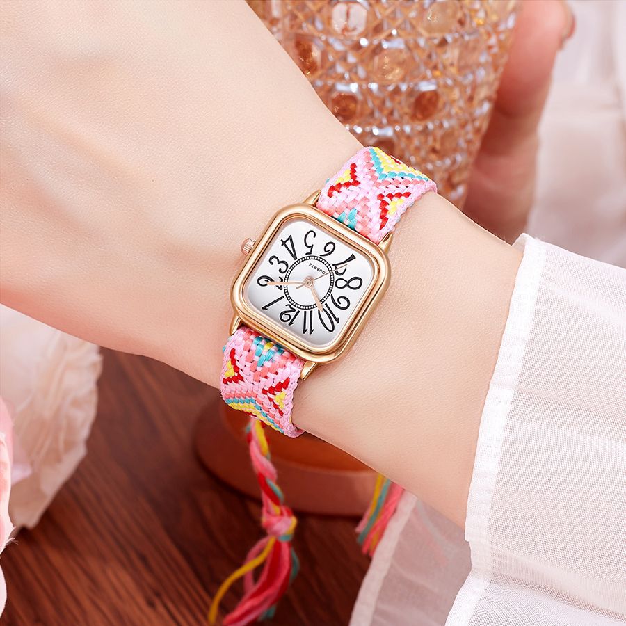 New women's watches live stream new women's woven strap quartz watch fashion cross-border wholesale