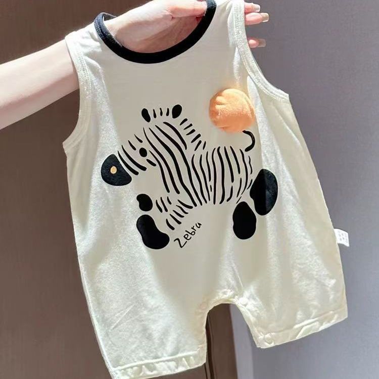 Summer romper baby newborn infant summer outfit cartoon sleeveless bodysuit unisex crawling suit cartoon onesie