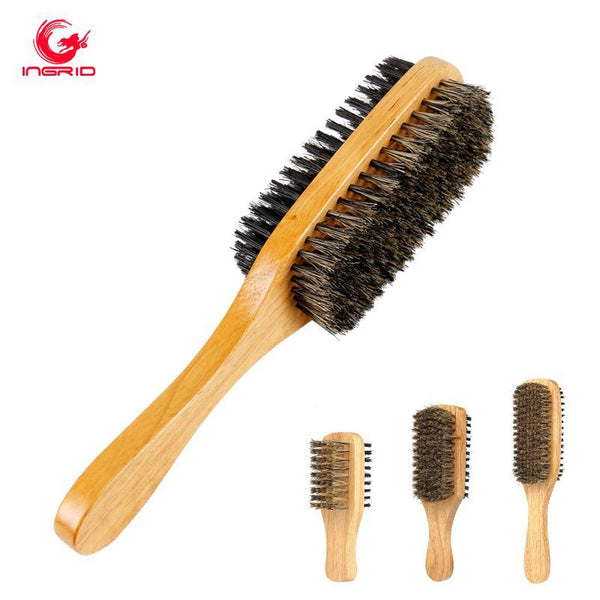 popular long-handled solid wood double-sided beard brush modeling oil hair comb hair salon broken hair cleaning brush hair tool