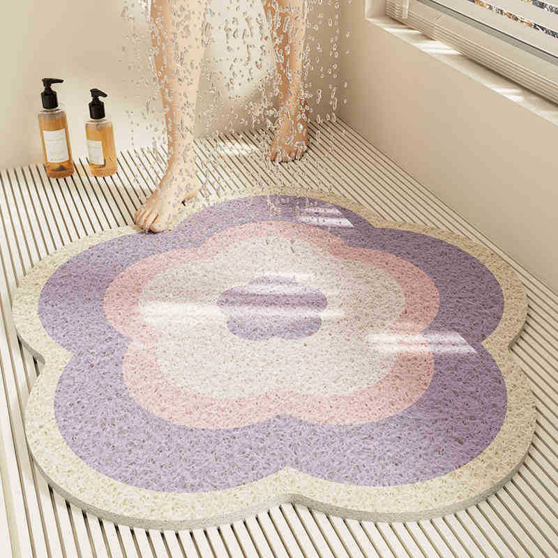 Special-shaped flower bathroom non-slip floor mat cut out wire loop shower room anti-fall foot mat bathroom bathtub drain foot mat