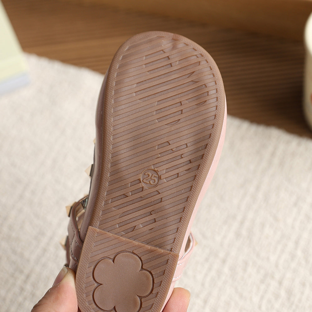 Vancahao girl's rivet fashion small leather shoes  spring & fall new arrivalk-stylekids bright leather princess shoes performance shoes