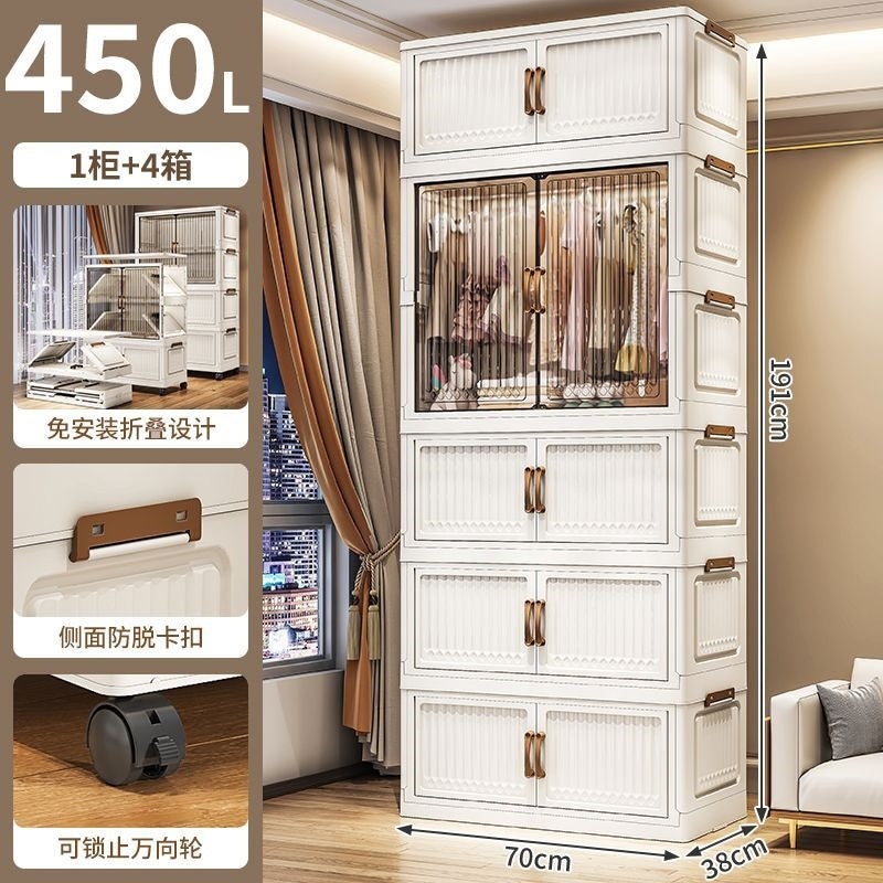 Installation-free children's wardrobe, multi-layer baby clothing storage cabinet, for home bedroom foldable storage cabinet, baby wardrobe