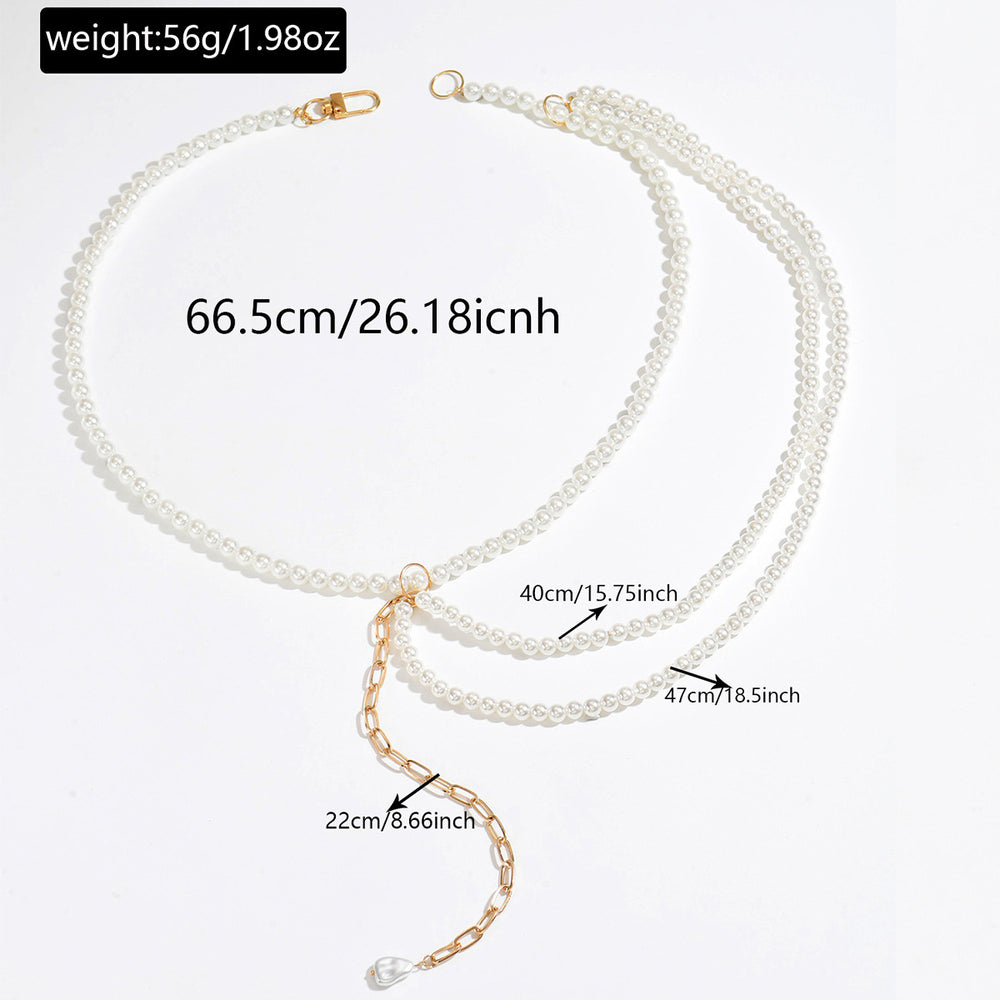 Fashion cross-border multi-layered imitation pearl waist chain niche stylesense of designeasiest for match tassel waist chain pants chain for women