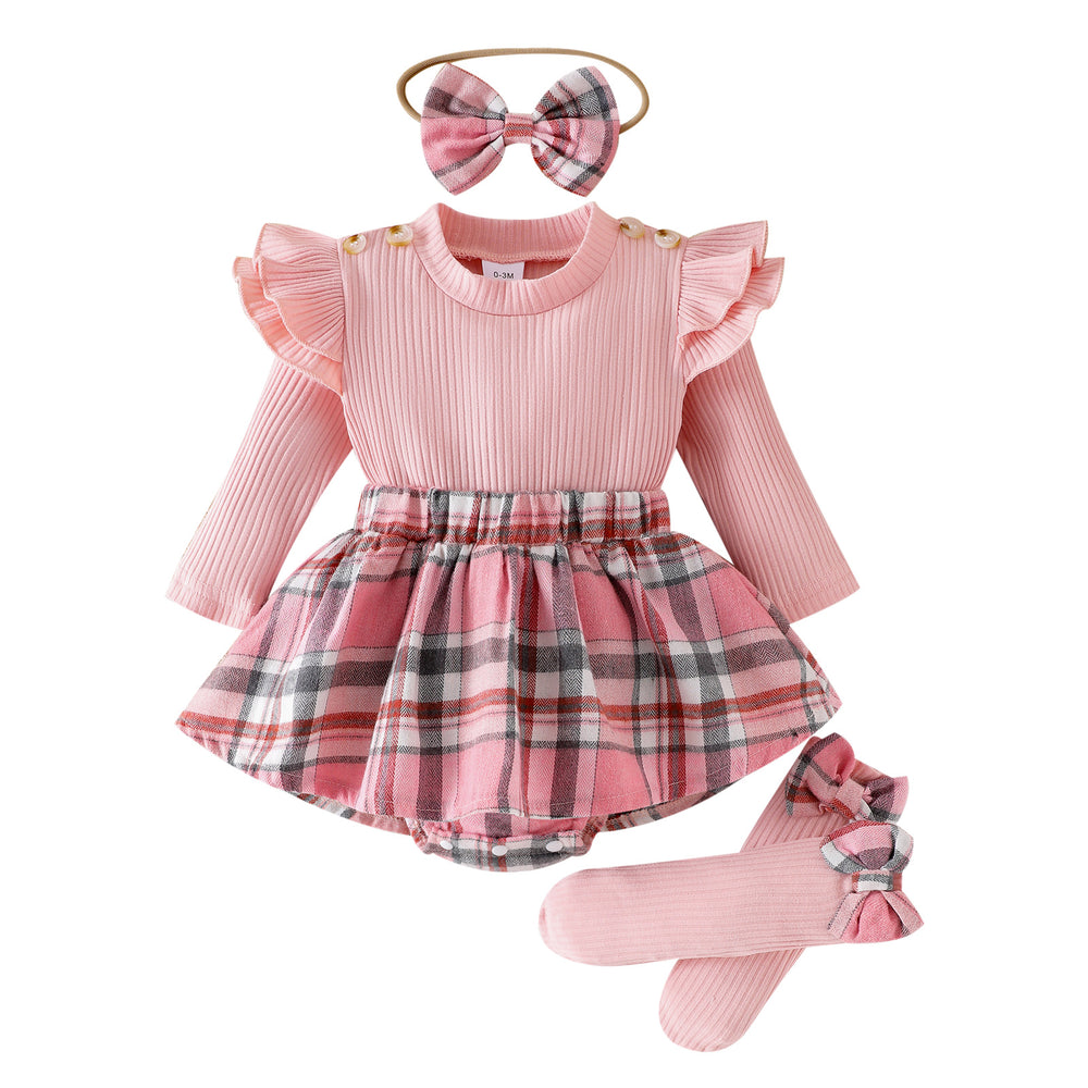 Children's clothingexportfashion cross-border children's clothinglong sleeves pit plaid dress