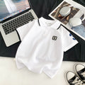 Kids' short-sleeve t-shirt, children's summer clothing, half-sleeve polo shirt, mid-to-large children's summer three-quarter sleeve lightweight top, trendy dd style