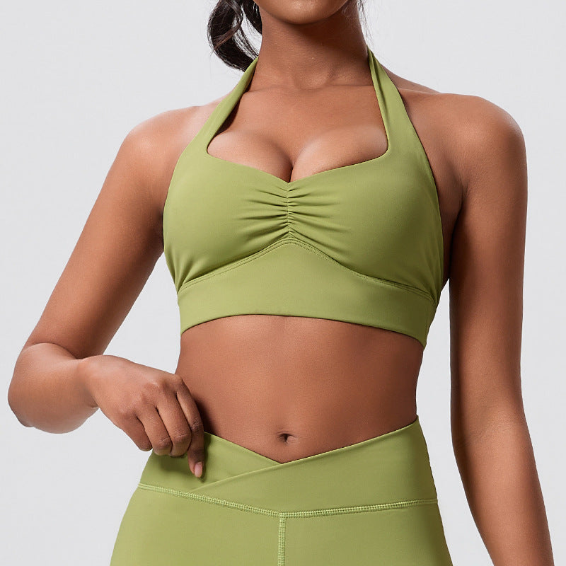 new peach butt workout yoga set - halter top & outdoor fitness outfit