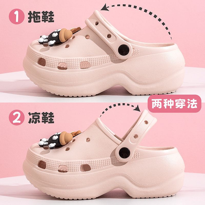 Thick sole crocs women's toe cap non-slip deodorizing filter not tired feet summer 2025new arrivalfashion slippers women's outwear