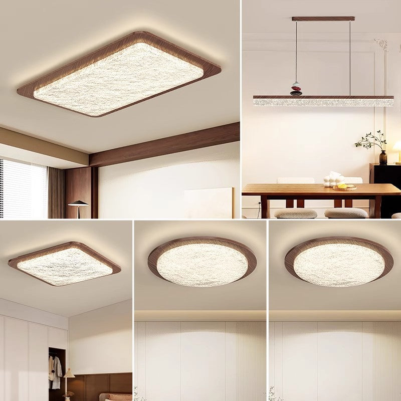 Living room ceiling light medium ancient style retro wabi wind bedroom room light walnut pattern whole house lighting combination package