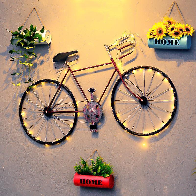 Loft industrial style wall decorations indoor wall bar creative iron bicycle soft decoration pendant