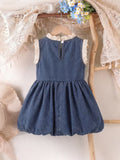 Children's clothing cross-border european and american girls bows denim dress infant dress