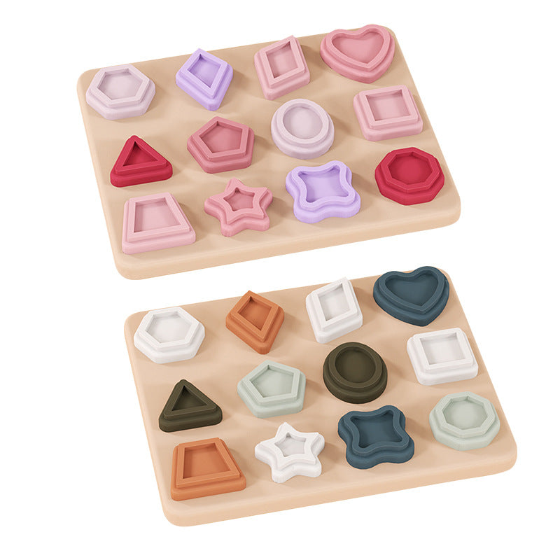 popular silicone baby toys geometric puzzles puzzle children's training science and education education building block batch three-dimensional