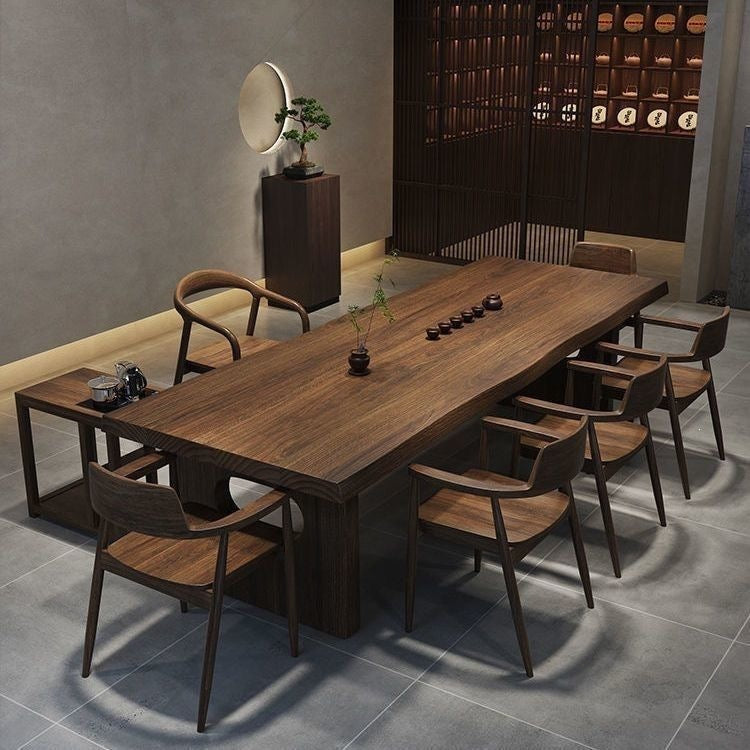 New chinoiserie large tea table solid wood whole cut for home large tea table tea table all-in-one a complete set of tea table and chairs tea table