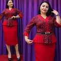 African  professional women's clothing plus size curvy tiktok cross-border foreign trade faux two-piece printed dress