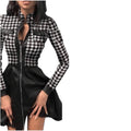 Aliexpress  foreign trade women's autumn/winter new fashion pu leather patchwork waist dress