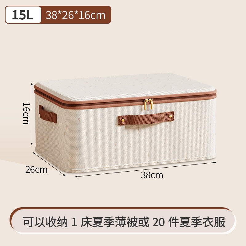 Cross-border new Tianshan cotton and linen storage box household bedroom zipper storage box clothes with lid storage box clothes
