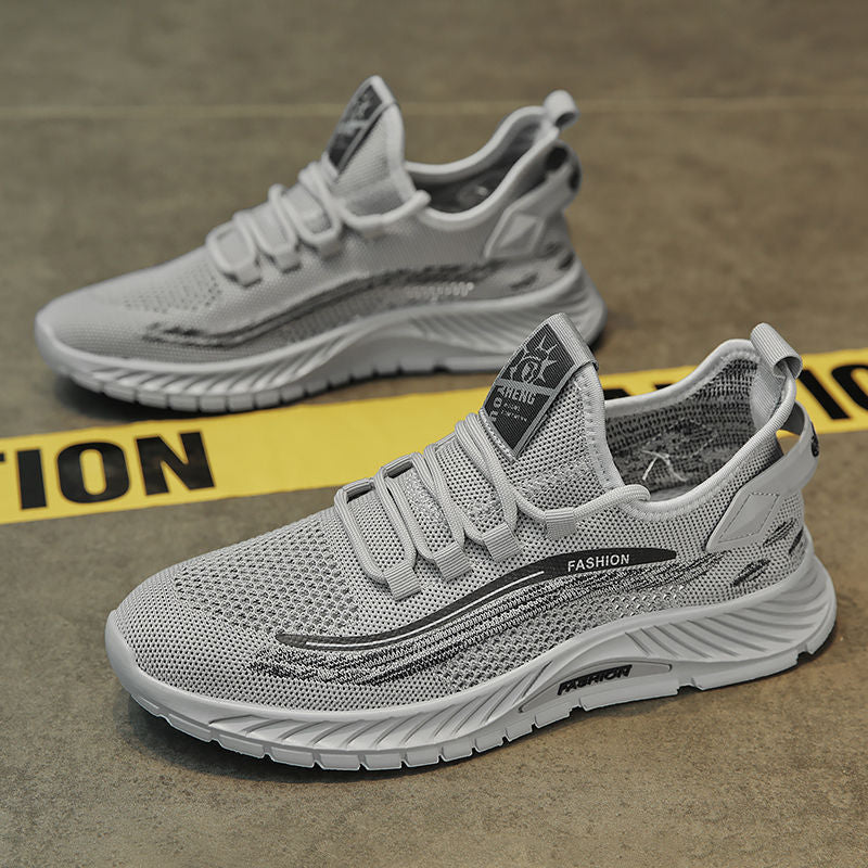 2025 winter new men's flyknit breathable anti-odor mesh anti-slip soft sole lightweight athletic casual trendy shoes