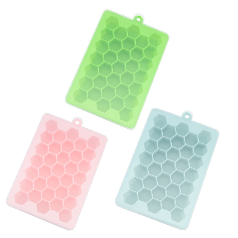 33 grids of food-grade household silicone ice grids, household honeycomb ice grids with lids, self-made model honeycomb baby food supplement boxes