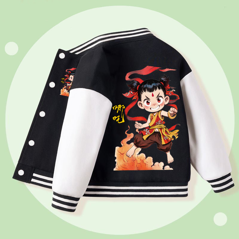 Boys and girls  spring autum nezha new arrivaleasiest for matchtops small and medium-sized children spring outwearkids baseball uniforms