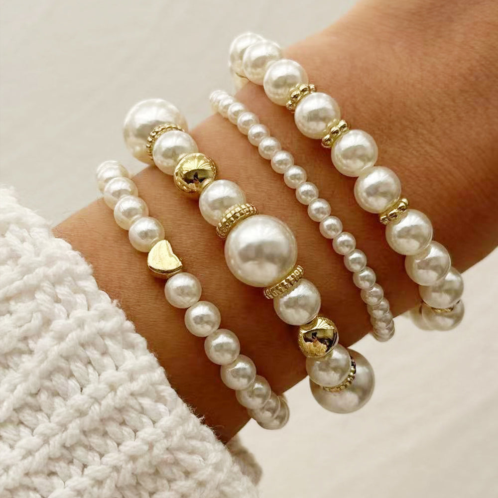 Wholesale heart-shaped pearl bracelets: hot-selling european and american cross-border jewelry, trendy, stylish, minimalist, irregular bead stackable bracelets