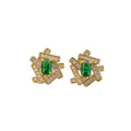 Stylishfashion copper inlaid zirconium emerald geometric necklace women's light luxury easiest for matchelegantcasual non-fading earrings suit