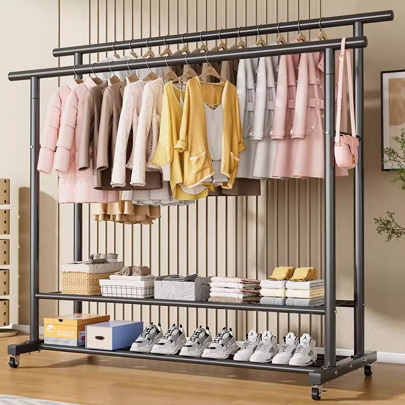 Simple coat rack, movable clothes drying rack, floor-standing indoor room, multi-functional clothes rack, accessible luxuryfor home bedroom