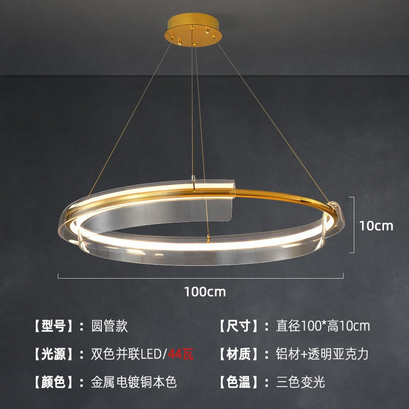 Modern light luxury living room LED ring chandelier designer Nordic simple Internet celebrity restaurant bedroom model room lighting