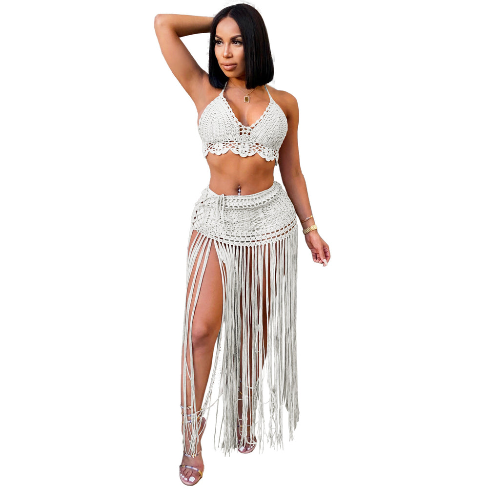 new arrival: hot-selling hand-crocheted sheer beach dress fashion set for women - perfect for  &