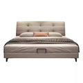 Modern casual genuine leather bed master bedroom soft pack fairy puff leather art bed cream style classy bedroom furniture bed master bedroom