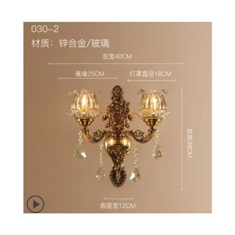 Three-head european style wall sconce - bedroom bedside lamp, wall-mounted living room background lighting, led corridor new arrival aisle fixture