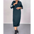 fall/winter new arrivals: european and american fashion slit letter print hooded long sleeve dress - women's apparel