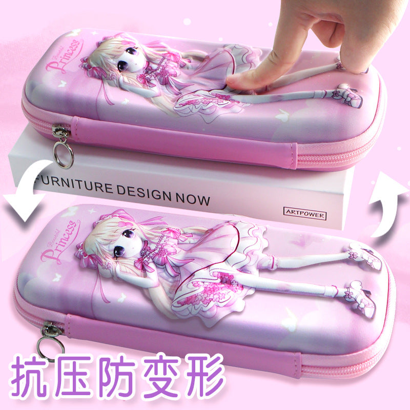Large capacity cartoon 3d three-dimensional stationery box girl primary school students cute pencil case wholesale multi-functional decompression pencil case