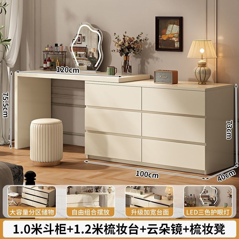French cream style bedroom vanity table all-in-one chest of drawers dressing table bed end storage cabinet corner table small apartment with drawers