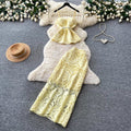 French cut outlace camisole high waist skirttwo-piece set female summer gentle intellectual elegantfashionsuit