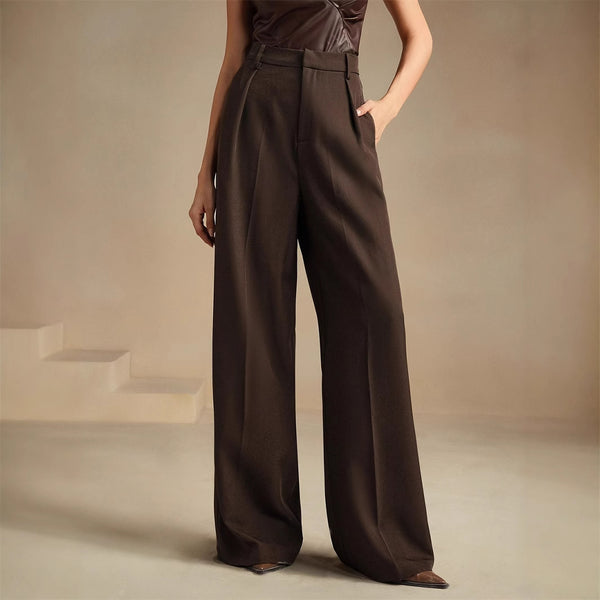 Cross-border drape commuting solid color thin high waist elegant trousers  women's business temperament suit pants women