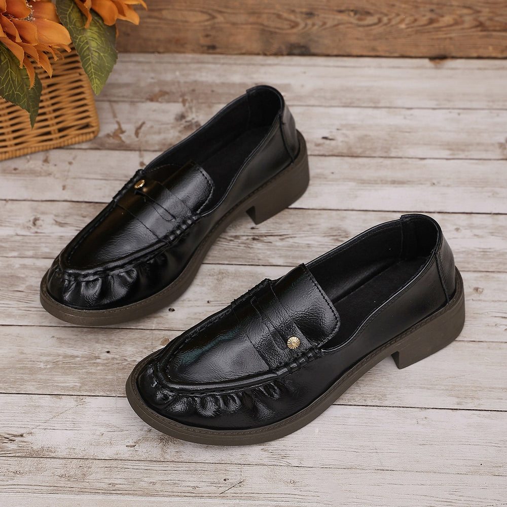 plus sizenew arrivalsense of design slip-on loafers women's retro british style pleated slip-on flats wholesale