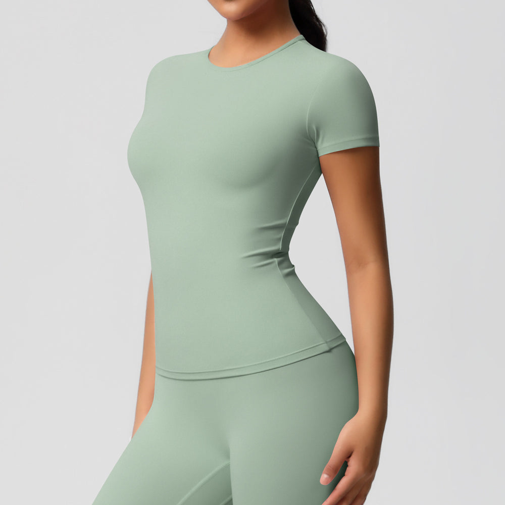 Ready-to-ship cross-border double-sided brushed, form-fitting, breathable solid color training yoga set, eight-piece athletic running fitness outfit for women
