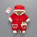 Newborn baby winter chinese style outfit - thickened new year's outfit for boys and girls - festive first birthday warm romper - trendy crawling suit