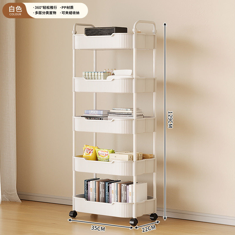 Movable coffee table snack cart cream style living room sofa side table mini bedside storage rack table
