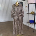 European and american cross-border women's fashion:  autumn new collection - trendy printed oversized long-sleeve shirt and wide-leg pants casual set