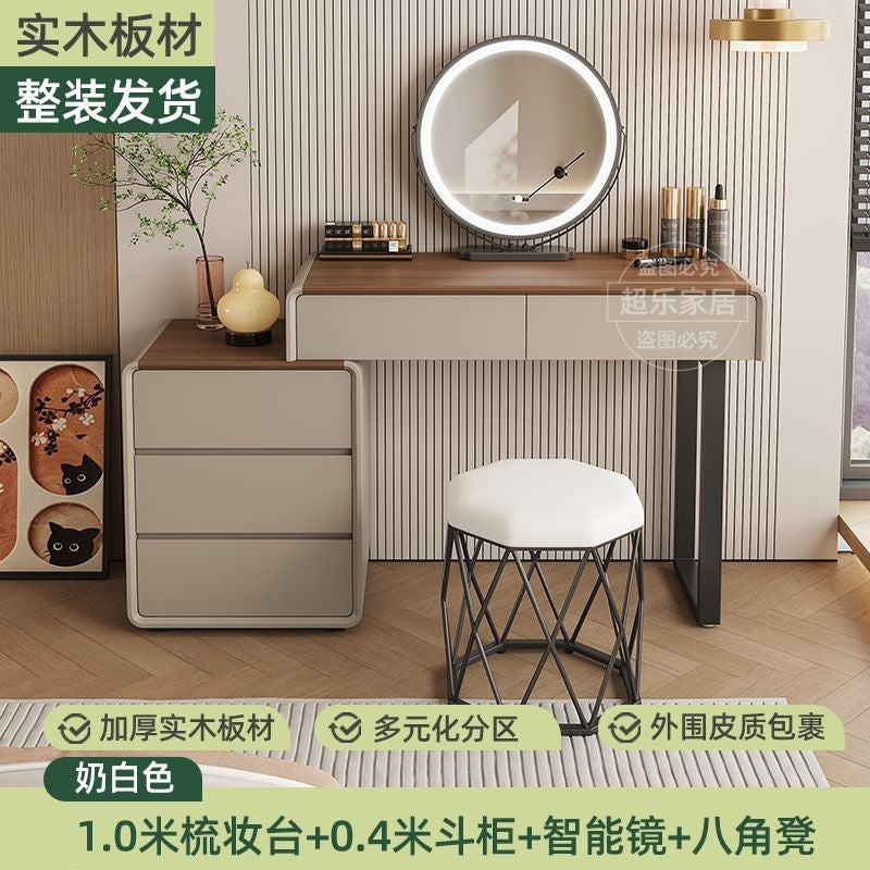 Vanity table bedroom casual walnut color chest of drawers vanity table all-in-one small makeup table retractable makeup table