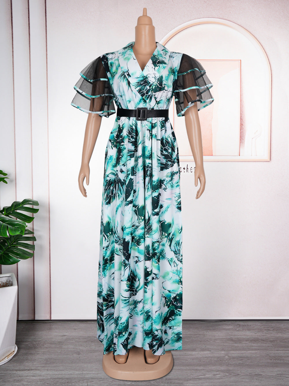 new african plus size women's printed dress - in stock -  &  - bubble sleeve maxi dress