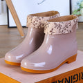 Wholesale women's safety short boots: low-cut, waterproof, non-slip rain boots for kitchen work, thickened and warm rain boots for adults