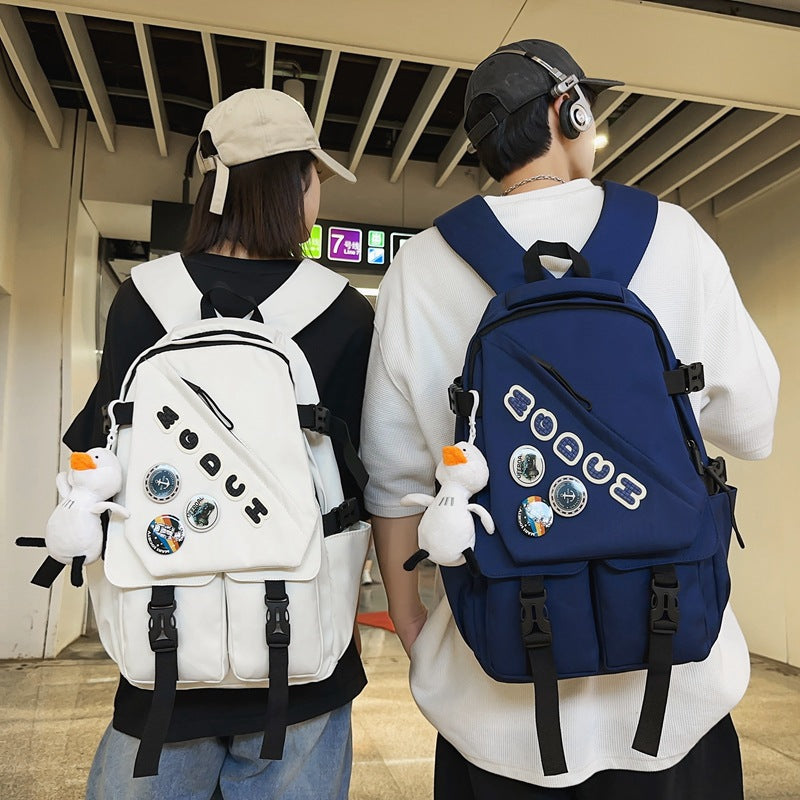 New casual junior high school college student backpack men's simple large-capacity schoolbag travel lightweight trendy backpack women