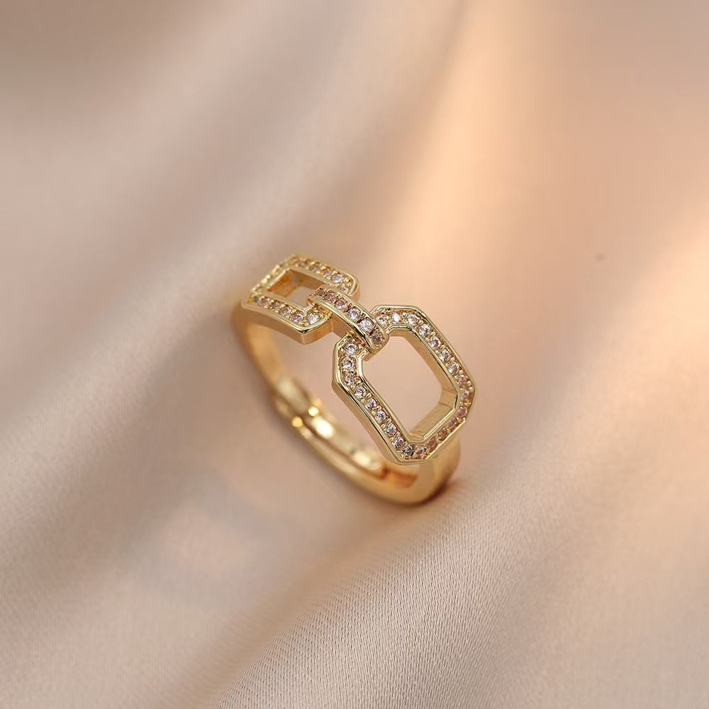 Women's jewelry influencer colorful geometric niche design fashionable minimalist electroplated zircon stud earrings, rings, and necklaces